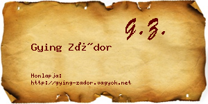 Gying Zádor névjegykártya
